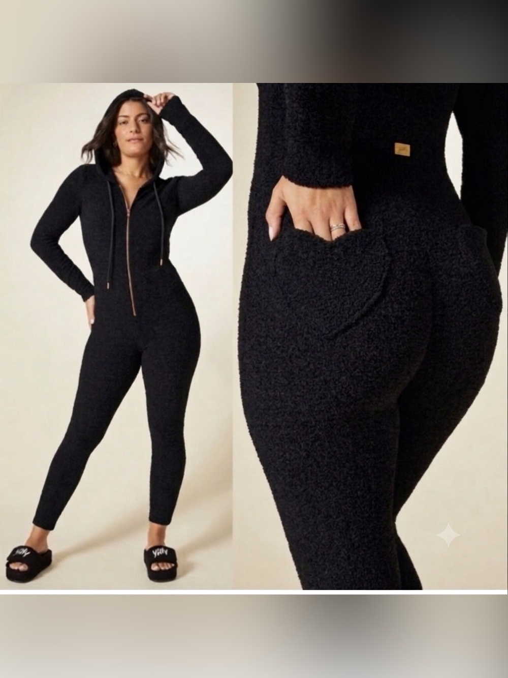Fabletics Yitty Black Pet Me Heart Pocket Onesie Size Large